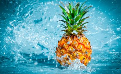 Fruit, pineapple, water splashes