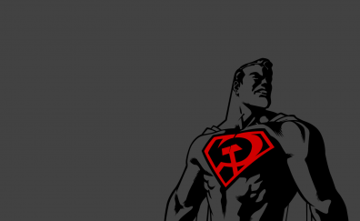 Superman, red, dark, minimal