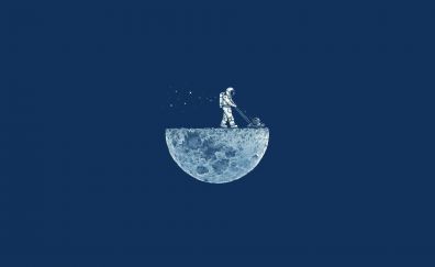 Astronaut and earth, planet, minimalism