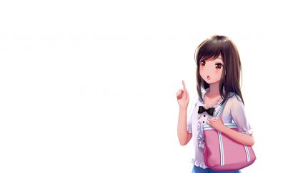 Cute anime girl with pink purse