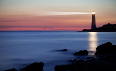 Horizon, lighthouse, sunset, beach