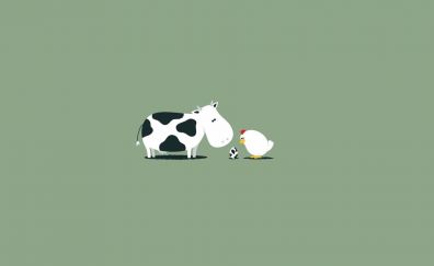 Minimalism cow and chicken