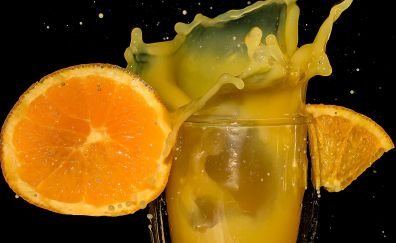 Orange juice, slices, splashes