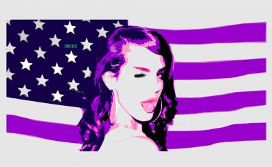 Lana Del Ray, art, american flag