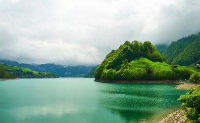 Switzerland's emerald mountain, lake, landscape, beautiful nature