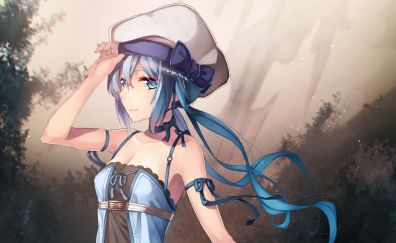 Blue long hair anime girl