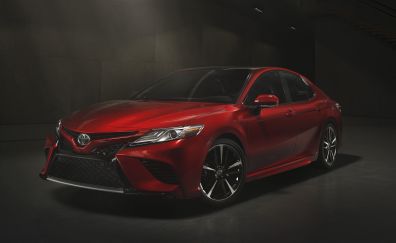Toyota Camry, red car, side view