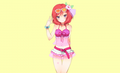 Anime girl, bikini, summer