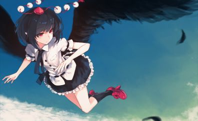 Anime girl with wings, witch