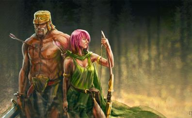 Clash of clans, archer & barbarian, mobile game, art