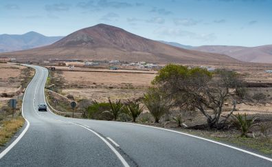 Fuerteventura highway, road, mountains, landscape, marking