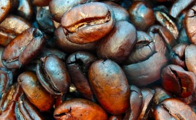 Coffee beans, beans, close up