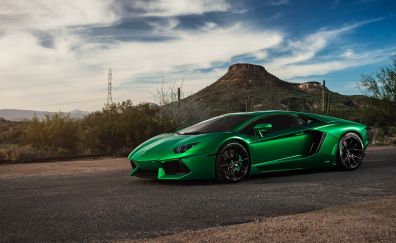Lamborghini Aventador green super car
