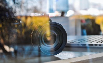 Canon camera, reflections