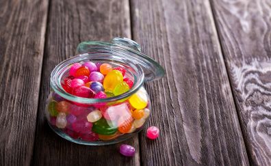 Colorful Candy, glass jar 