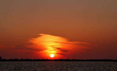 Florida beach, skyline, sunset, nature