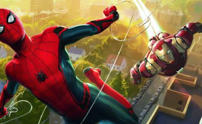 Spider man and Iron man, marvel comics, artwork