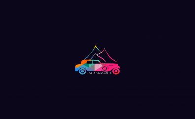 Car, mountains, colorful, minimal