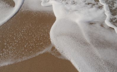 Beach, sea waves, foam, sand