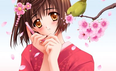 Blossom, short hair, anime girl, original