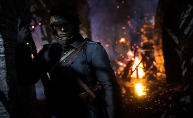 Battlefield 1, video game, soldier, fire