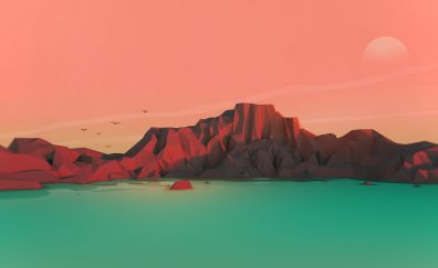 Low poly rock mountains
