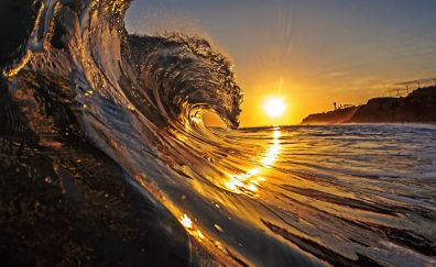 Sunrise, sea waves