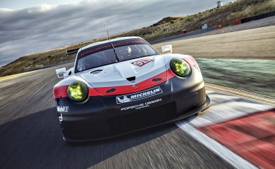 Porsche 911, race car, front view, road