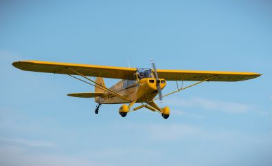 Yellow airplane, sky, aircraft
