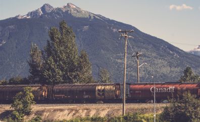 Train and mountains