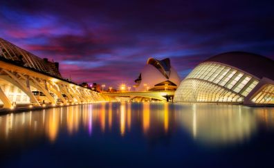 Valencia, city, dome, light, reflections