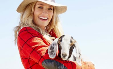 Beth Behrs actress holding sheep