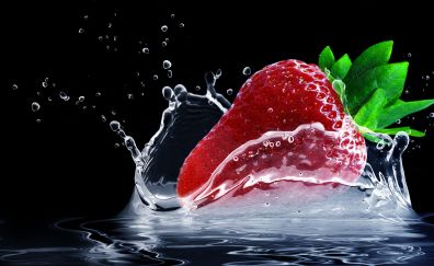 Strawberry, water splashes, splashes