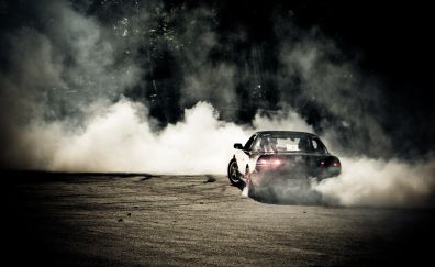 Sports car, drift, smoke
