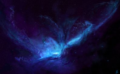 Blue milky way galaxy of space
