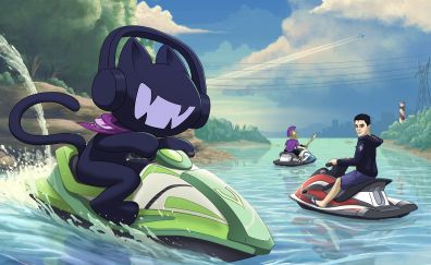Monstercat, riding, river, fun time