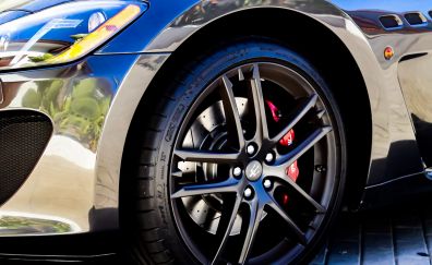 Maserati, Luxury car, alloy wheel, close up