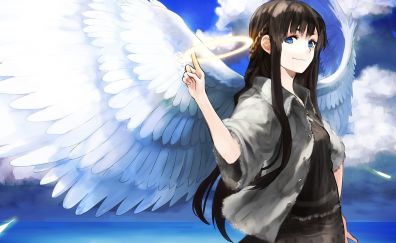 Wings, anime girl, angle