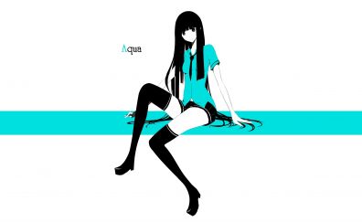 Aqua, minimal, anime girl, original