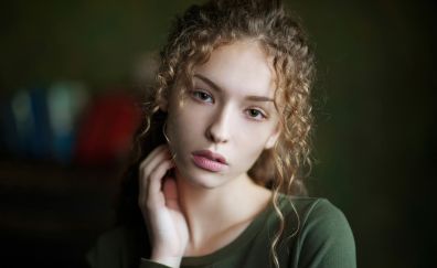 Curly hair cute girl model