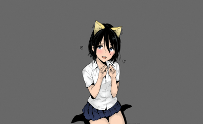 Cute black short hair anime girl