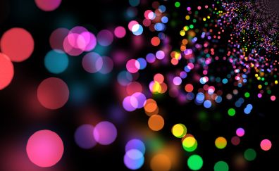 Party lights, circles, colorful, bokeh, night