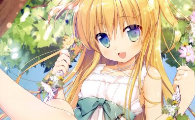 Twintails, swing, anime girl, blonde