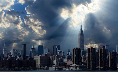 New york, city, clouds, skyline, buildings