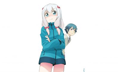 White hair, anime girl, Sagiri Izumi