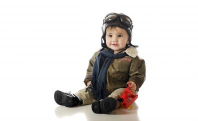 Cute baby boy, pilot outfit toy plane 
