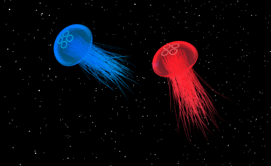 Jellyfish, space, digital art