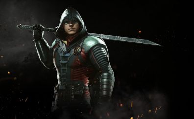 Injustice 2 video game, robin, superhero, sword