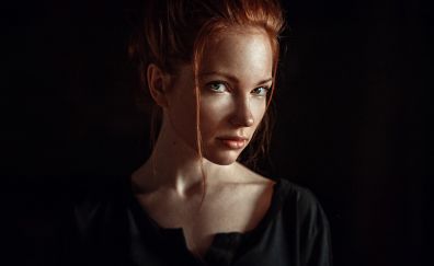 Red head, girl's face, model