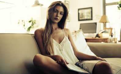 Hot Carmella Rose, sit, sofa, model